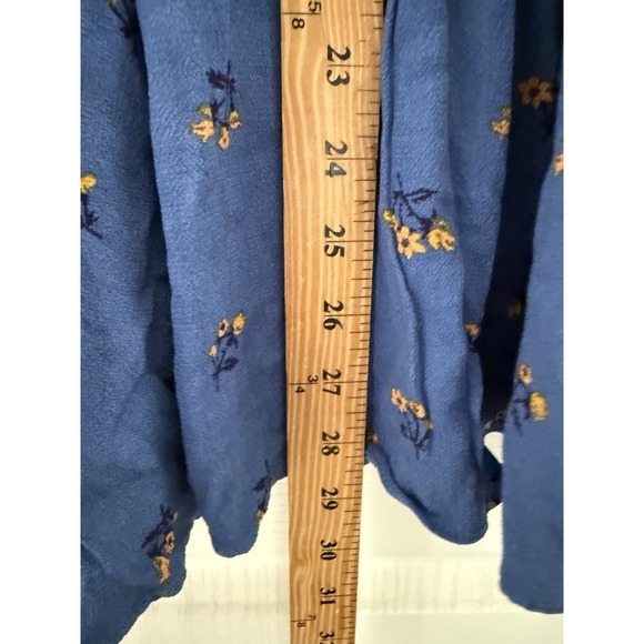 FREE PEOPLE Everyone's Favorite Mini Dress Blue Floral Feminine Boho M With Tote - Picture 7 of 12